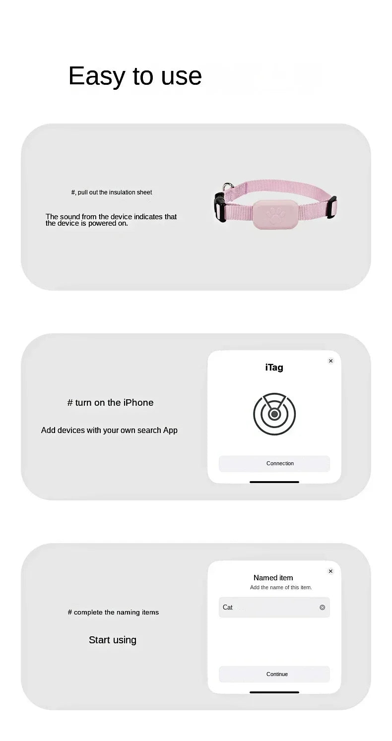 Pet Dog Bluetooth GPS Tracker Mini Tracking Movement Alert Collars Anti Lost Tracker for Cats and Puppies Remote Global Locator