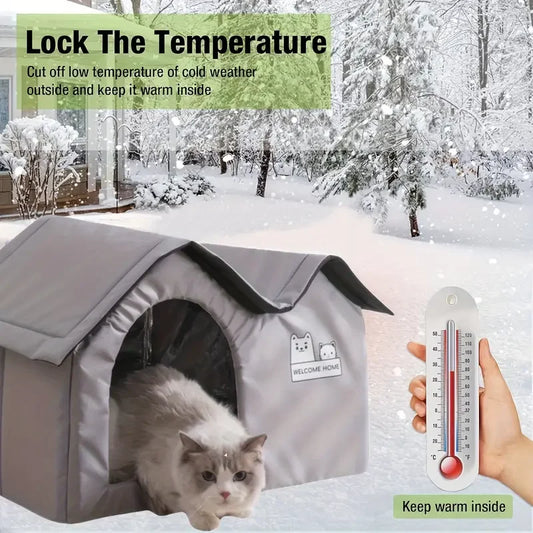 Removable Soft Cozy Weatherproof Cat House with door Safe Outdoor Shelter for Feral Cats Under 11.02LB