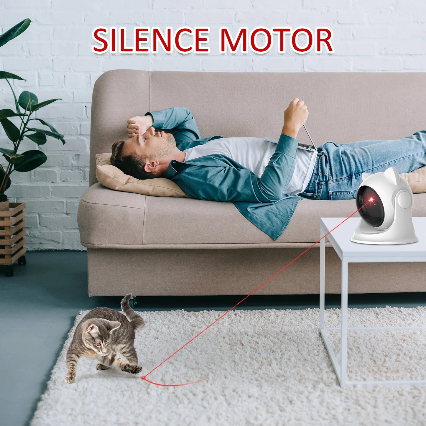 Automatic Cat Laser Toy Rechargeable Motion Random Activated Interactive Cat Toys for Indoor Cats/Dog/Kittne Slow and Fast Mode