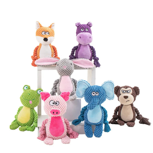 Dog Toys, Dog Squeaker Toys with Crinkle Paper, Stuffed Animal Dog Plush Chewing Toy, Cotton Rope Interactive Toys for Puppy