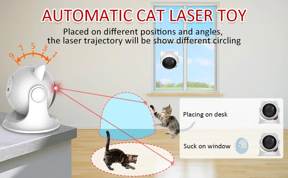 Automatic Cat Laser Toy Rechargeable Motion Random Activated Interactive Cat Toys for Indoor Cats/Dog/Kittne Slow and Fast Mode
