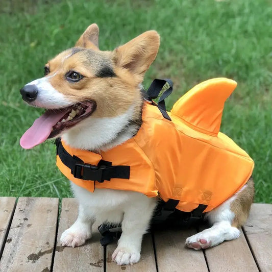 Shark Shaped Dog Life Jacket, Professional Life Vest, Enhanced Buoyancy Pets Lifesaver, Preserver Swimming Clothes