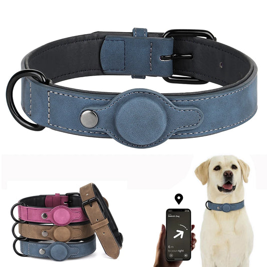 GPS Tracker Dog Collar High Quality Leather Pet Collars Anti-lost Tag Collar Adjustable for Small Medium Dogs Accessories